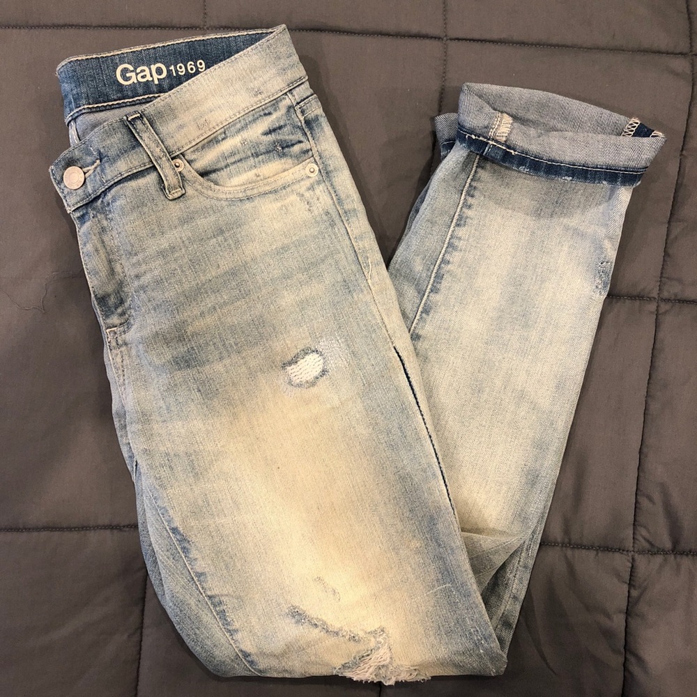 Gap distressed girlfriend jeans